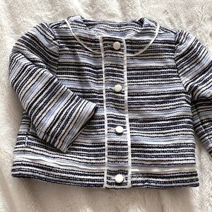 Janie and Jack Bouclé Jacket In blue and white